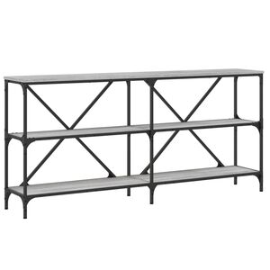 vidaXL Mesa consola hierro y madera ingenier&iacute;a gris Sonoma 160x30x75cm