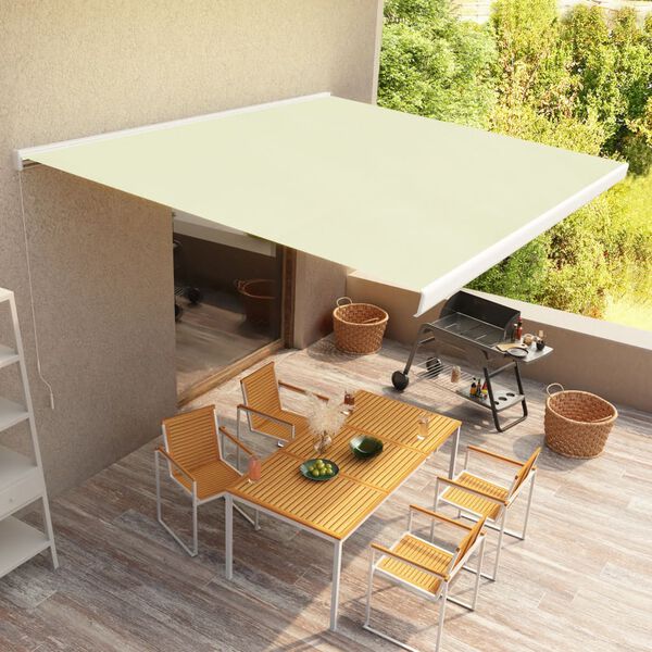 vidaXL Toldo de carrete manual color crema 450x300 cm