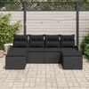 vidaXL Conjunto de sof&aacute; de jard&iacute;n 6 pcs Negro Rattan de Poli&eacute;ster