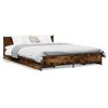 vidaXL Cama con cajones madera de ingenier&iacute;a roble ahumado 160x200 cm