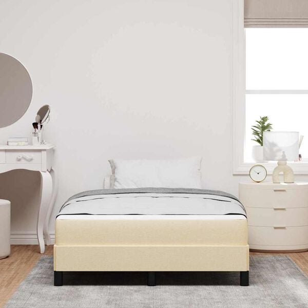 vidaXL Cama tipo Box Spring con colch&oacute;n Crema 140 x 190 cm tela