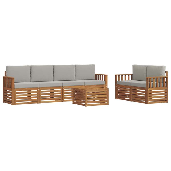vidaXL Juegos de sof&aacute;s con coj&iacute;n 7 pcs Gris Natural y Claro
