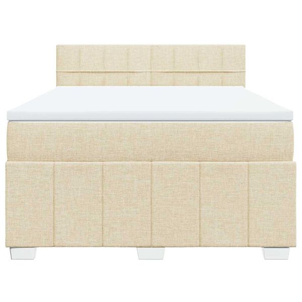 vidaXL Cama box spring con colch&oacute;n tela color crema 140x190 cm
