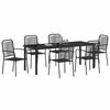 vidaXL Conjunto de Comedor de Jard&iacute;n 7 pcs Negro