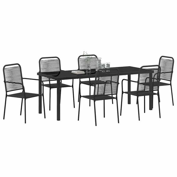 vidaXL Conjunto de Comedor de Jard&iacute;n 7 pcs Negro