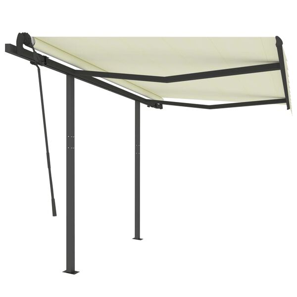vidaXL Toldo autom&aacute;tico retr&aacute;ctil con postes color crema 3,5x2,5 m