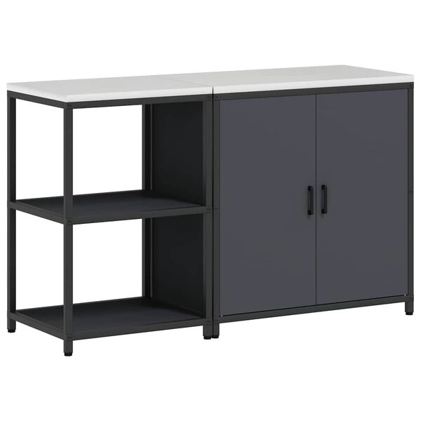 vidaXL Juego de Almacenamiento de Cocina con estante 2 pcs Antracita