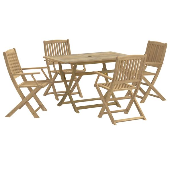 vidaXL Juego de comedor de jard&iacute;n 5 piezas madera maciza de acacia