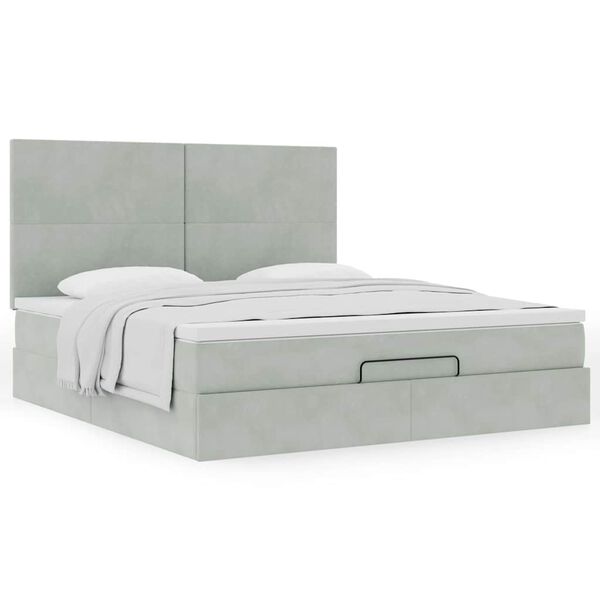 vidaXL Estructura cama otomana colchones terciopelo gris claro