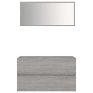 vidaXL Set de muebles de ba&ntilde;o 2 pzas madera contrachapada gris sonoma
