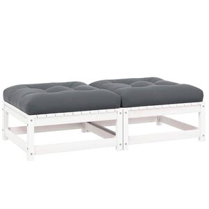 vidaXL Taburetes de jard&iacute;n con cojines blanco 2 uds madera maciza pino