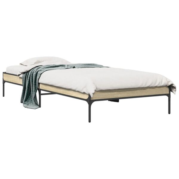 vidaXL Estructura cama madera ingeniería metal roble Sonoma 90x200 cm