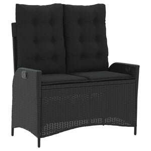 vidaXL Sill&oacute;n reclinable de jard&iacute;n con cojines rat&aacute;n sint&eacute;tico negro