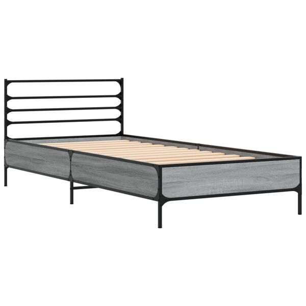 vidaXL Estructura cama madera ingenier&iacute;a metal gris Sonoma 90x190 cm