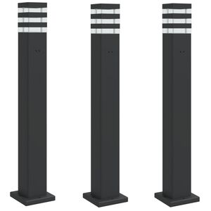 vidaXL L&aacute;mparas suelo exterior con enchufe 3 uds aluminio negro 80 cm