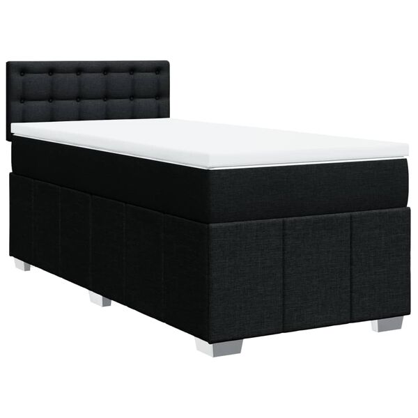 vidaXL Cama box spring con colch&oacute;n tela negro 90x190 cm
