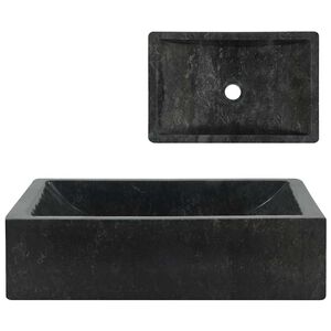 vidaXL Lavabo de m&aacute;rmol negro con brillo 45x30x12 cm