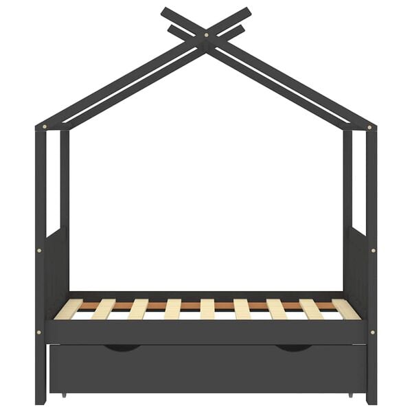 vidaXL Estructura de cama infantil y caj&oacute;n madera pino gris 70x140cm