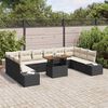 vidaXL Conjunto de sofá de jardín 11 pcs Negro Poliratán