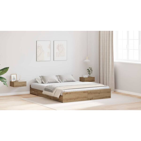vidaXL Cama con almacenamiento con caj&oacute;n Roble artesanal 160 x 200 cm