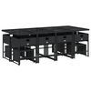 vidaXL Set comedor de jard&iacute;n con cojines 13 pzas rat&aacute;n sint&eacute;tico negro