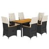 vidaXL Set de comedor de jard&iacute;n 7 pzas y cojines rat&aacute;n sint&eacute;tico negro