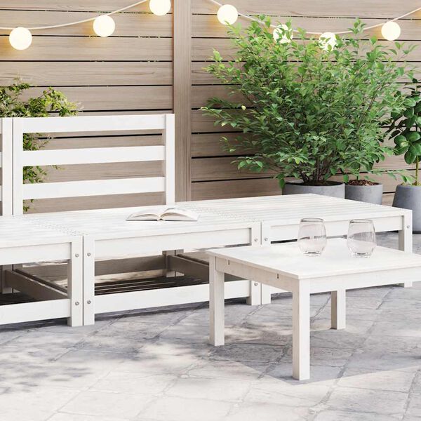 vidaXL Set de salón de jardín de 2 piezas blanco madera maciza de pino