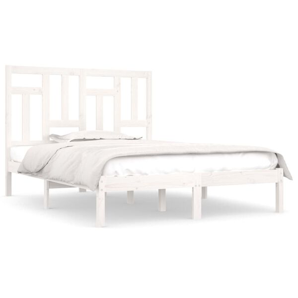 vidaXL Estructura de cama sin colch&oacute;n madera maciza blanca 200x200 cm
