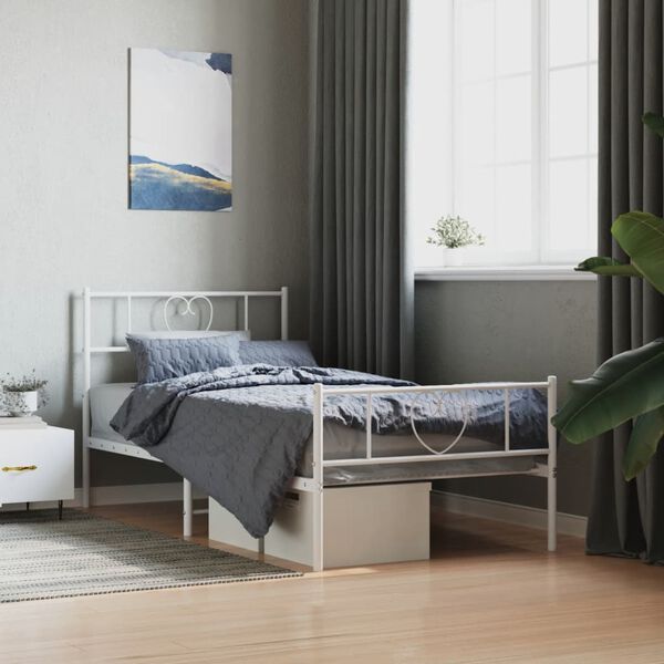 vidaXL Estructura cama sin colch&oacute;n con estribo metal blanco 107x203 cm