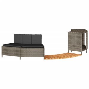vidaXL Borde ba&ntilde;era hidromasaje madera acacia y rat&aacute;n sint&eacute;tico gris