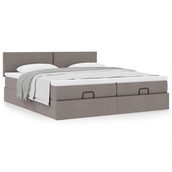 vidaXL Estructura de cama otomana colchones tela gris pardo 160x200cm