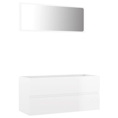 vidaXL Set muebles de baño 2 piezas madera de ingeniería blanco brillo