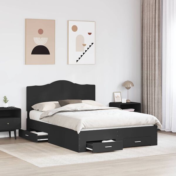 vidaXL Estructura de cama Negro 140 x 190 cm Madera de ingenier&iacute;a