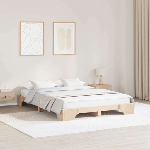 vidaXL Estructura de cama Natural 160 x 200 cm Madera de pino macizo