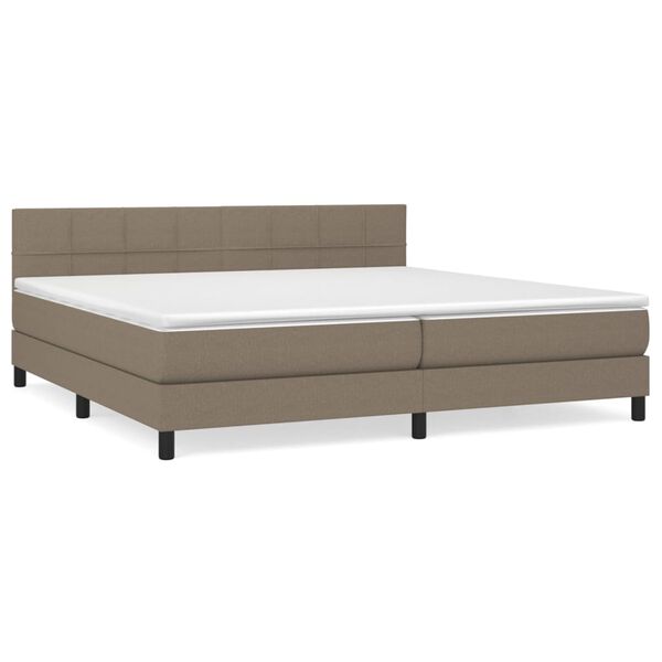 vidaXL Cama box spring con colch&oacute;n tela gris taupe 200x200 cm