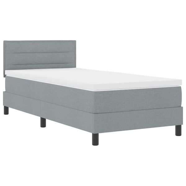 vidaXL Cama tipo Box Spring con colch&oacute;n Gris Claro 90 x 190 cm tela