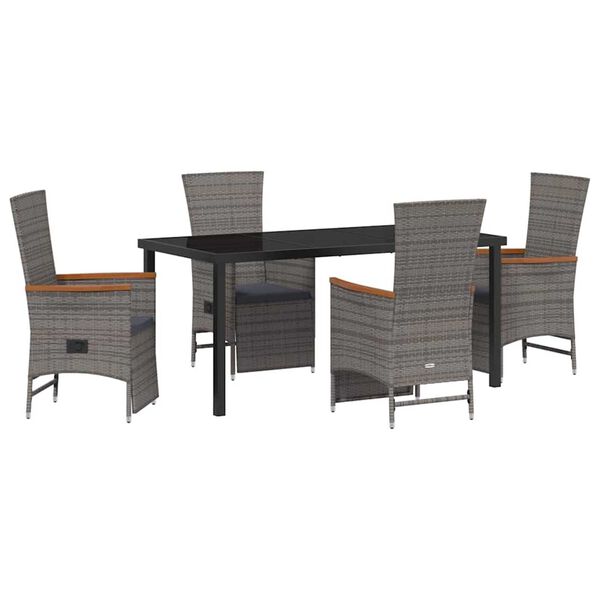 vidaXL Conjunto de Comedor de Jard&iacute;n 5 pcs Gris rat&aacute;n sint&eacute;tico