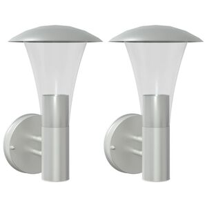 vidaXL Apliques de exterior 2 unidades acero inoxidable plateado