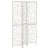 vidaXL Biombo separador de 3 paneles madera maciza Paulownia blanco