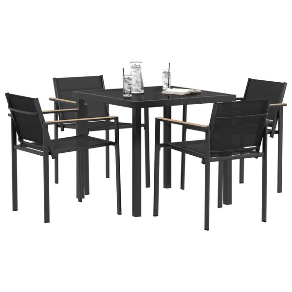 vidaXL Juego de muebles de exterior 5 pcs Negro y Antracita Textileno