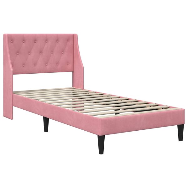 vidaXL Estructura de cama con colch&oacute;n Rosa 90 x 200 cm Terciopelo