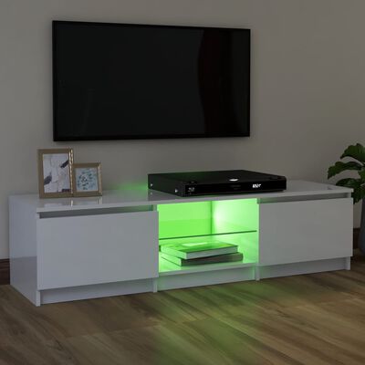 vidaXL Mueble de TV con luces LED blanco brillante 120x30x35,5 cm