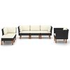 vidaXL Set muebles de jard&iacute;n 9 pzas rat&aacute;n sint&eacute;tico eucalipto negro