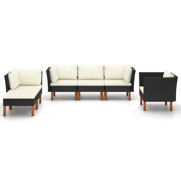 vidaXL Set muebles de jard&iacute;n 9 pzas rat&aacute;n sint&eacute;tico eucalipto negro