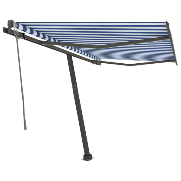 vidaXL Toldo de pie autom&aacute;tico azul y blanco 350x250 cm