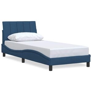 vidaXL Estructura de cama sin colch&oacute;n Hanko tela azul 90x200 cm