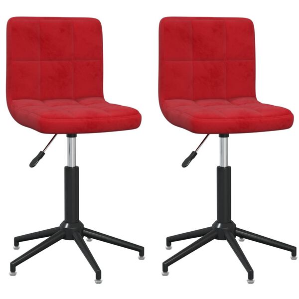 vidaXL Sillas de comedor giratorias 2 unidades terciopelo rojo tinto