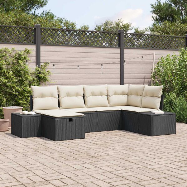vidaXL Conjunto de sofá de jardín 6 pcs Negro ratán sintético