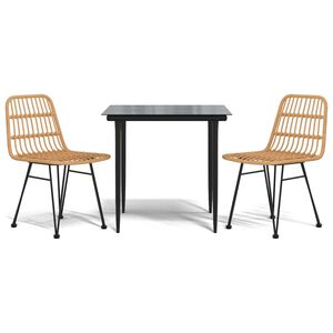 vidaXL Juego de comedor de jard&iacute;n 3 piezas rat&aacute;n sint&eacute;tico