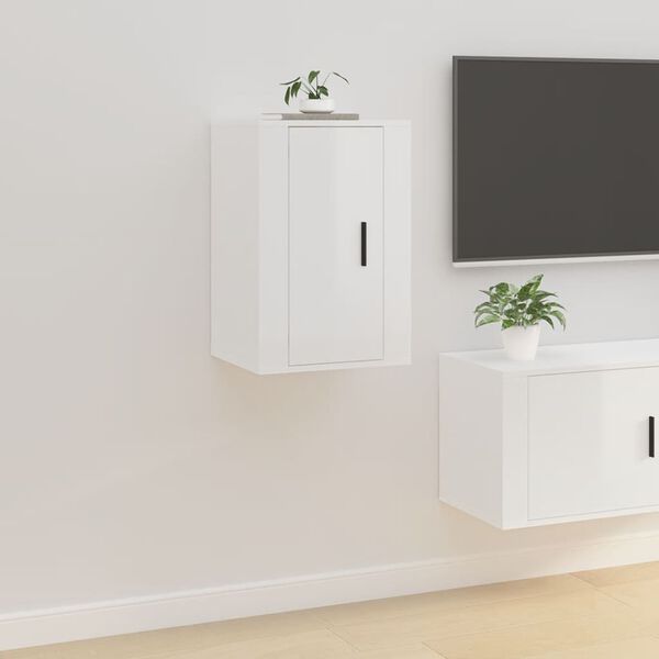 vidaXL Mueble para TV de pared blanco brillante 40x34,5x60 cm